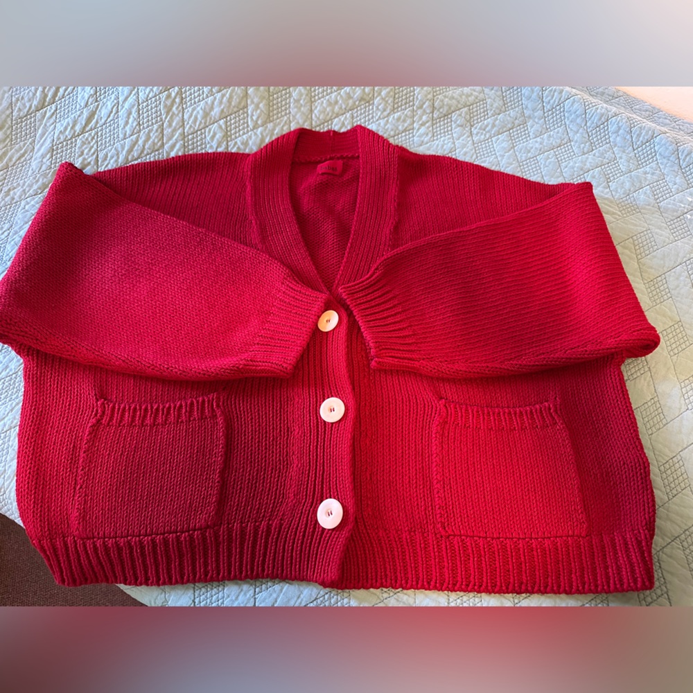 Babaa Organic Cotton Cardigan 22 Persephone Red - Picture 9 of 13